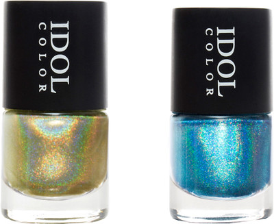 

Idol Color Holographic Nail Polish Combo, Gold and Blue. gold, blue(Pack of 2)