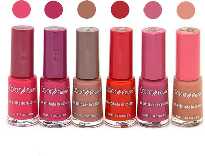 

Color Fever Nail Polish Combo 11-12-15-16-19-9 Multicolor,(Pack of 6)