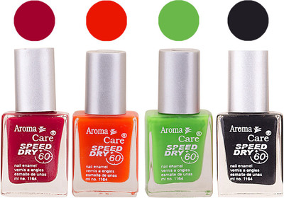 

Aroma Care Maroon Nail Polish Combo 2506201644 Maroon, Orange, Green, Black(Pack of 4)
