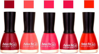 

Fashion Bar Cherry ,Pink, Mazanta ,Shimmer Mazanta ,Orange Shades Nail Polish 145313 Cherry ,Pink, Mazanta ,Shimmer Mazanta ,Orange(Pack of 5)