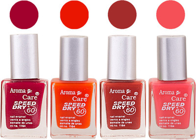 Aroma Care Maroon Nail Polish Combo 25062016110 Maroon, Orange, Red, Pink(Pack of 4)