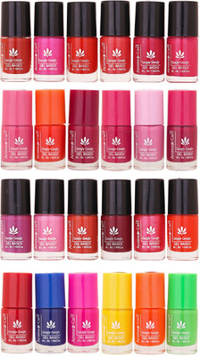 

Aroma Care MAB Multicolor 2 in 1 Color Cap Nail Polish Sets in Wholesale Rate ( Set No. 116) Peach, Orange, Mauve, Pink, Peach, Pink, Red, Blue, Magenta, Yellow, Orange, Neon Green(Pack of 24)
