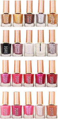 

Aroma Care Wholesale Rate Nail Polish Set of 20 Pcs (Multicolor) 40 Golden, Light Golden, Brown, Silver, Golden Sparkle, Black, White, Base Coat, Silver Sparkle(Pack of 20)