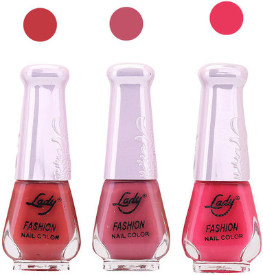 

Lady Fashion Nail Polish 2809201603 Red,Pink,Pink,(Pack of 3)