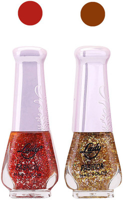 

Lady Fashion Glitter Nail Polish 2909201604 Red,Golden,(Pack of 2)