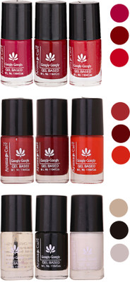 Aroma Care Gel Based Nail Paint Set Of 9 Pcs Multicolor Set 130(Pack of 9)