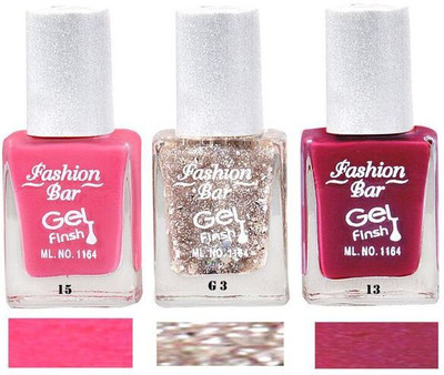 

Fashion Bar Glitter Nail Polish Set Of 3 Silver