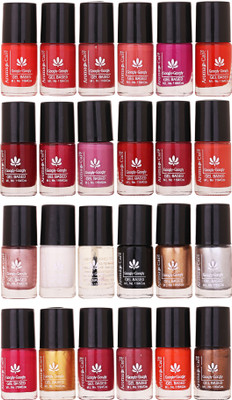 

Aroma Care Nail Polish Set of 24 Pcs ( Multicolor Set No. 21) Orange, Nude, Peach, Pink, Orange Red, Meroon, Magenta, Purple, Red, White, Top Coat, Black, Golden, Silver, Golden, Wine, Brown(Pack of 24)