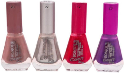 

Bonjour Paris Exceptional Nail Polish (Set Of 4) Coffee Cake, Silver, Pink Fever, Rich Berry(Pack of 4)