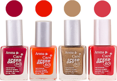 

Aroma Care Maroon Nail Polish Combo 2506201607 Maroon, Orange, Golden, Red(Pack of 4)