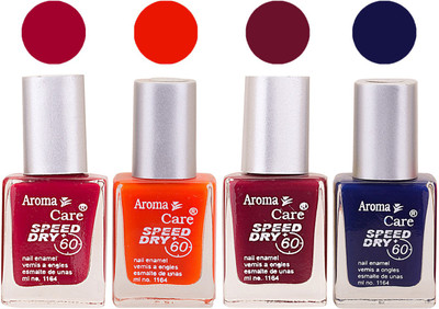 

Aroma Care Maroon Nail Polish Combo 2506201655 Maroon, Orange, Red, Blue(Pack of 4)