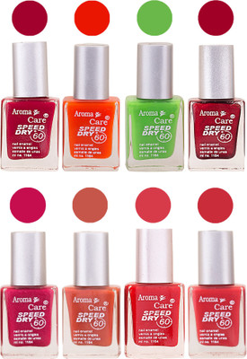 

Aroma Care Orange Matte Nail Polish Combo 01072016155 Maroon, Orange, Golden, Maroon, Green, Magenta, Light Orange, Red, Peach, Purple, Pink, Blue, Yellow, Black, Base Coat, Nude(Pack of 8)