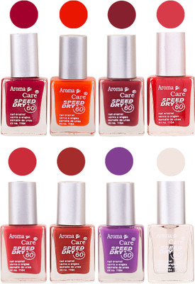 

Aroma Care Orange Matte Nail Polish Combo 01072016129 Maroon, Orange, Golden, Maroon, Green, Magenta, Light Orange, Red, Peach, Purple, Pink, Blue, Yellow, Black, Base Coat, Nude(Pack of 8)
