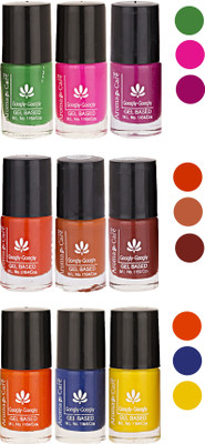 

Aroma Care Pack Of 9 Gel Based Nail Paint (51) Green, Pink, Neon Magenta, Orange, Nude, Brown, Orange, Blue, Yellow(Pack of 9)