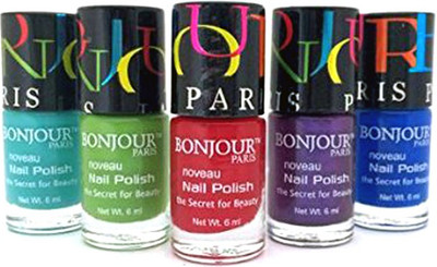 

Bonjour Paris Mix Color Nail Polish 12 Multicolor,(Pack of 5)