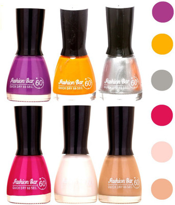 

Fashion Bar Quick Dry Nail Polish (Pack of 6)138 Multicolor,(Pack of 6)