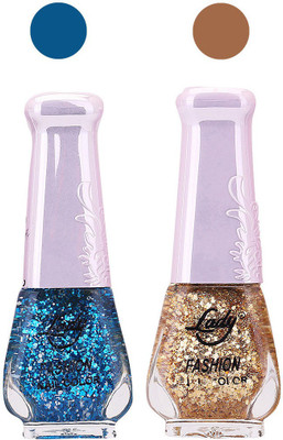 

Lady Fashion Glitter Nail Polish 2909201639 Blue,Golden,(Pack of 2)