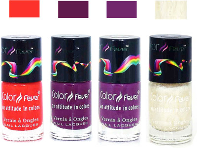 

Color Fever Silver Jari Matte Nail Polish Combo-1023 Orange Wine Purple Silver Jari(Pack of 4)