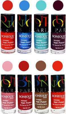

Bonjour Paris Matte Nail Polish Combo 4-8 Multicolor,(Pack of 8)