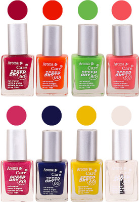 

Aroma Care Orange Matte Nail Polish Combo 01072016198 Maroon, Orange, Golden, Maroon, Green, Magenta, Light Orange, Red, Peach, Purple, Pink, Blue, Yellow, Black, Base Coat, Nude(Pack of 8)