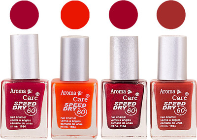 

Aroma Care Maroon Nail Polish Combo 2506201663 Maroon, Orange, Red(Pack of 4)