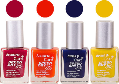

Aroma Care Maroon Nail Polish Combo 25062016131 Maroon, Orange, Blue, Yellow(Pack of 4)