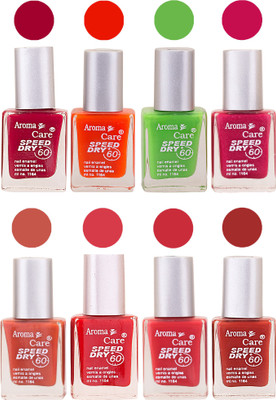 

Aroma Care Orange Matte Nail Polish Combo 01072016164 Maroon, Orange, Golden, Maroon, Green, Magenta, Light Orange, Red, Peach, Purple, Pink, Blue, Yellow, Black, Base Coat, Nude(Pack of 8)