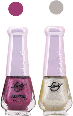 

Lady Fashion Nail Polish 0910201617 Purple,Silver,(Pack of 2)
