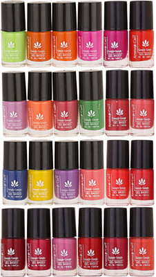 

Aroma Care Nail Polish Set of 24 Pcs ( Multicolor Set No. 5) Green, Orange, Pink, Purple, Red, Blue, Yellow, Nude, Peach, Meroon, Glaiter Magenta(Pack of 24)