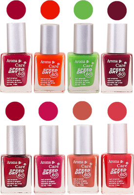 

Aroma Care Orange Matte Nail Polish Combo 01072016145 Maroon, Orange, Golden, Maroon, Green, Magenta, Light Orange, Red, Peach, Purple, Pink, Blue, Yellow, Black, Base Coat, Nude(Pack of 8)