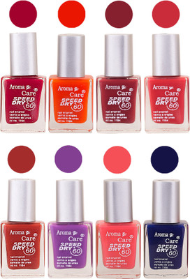 

Aroma Care Orange Matte Nail Polish Combo 01072016131 Maroon, Orange, Golden, Maroon, Green, Magenta, Light Orange, Red, Peach, Purple, Pink, Blue, Yellow, Black, Base Coat, Nude(Pack of 8)