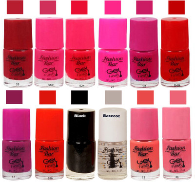 Fashion Bar Maroon Color Nail Polish Combo Pack of 12 Maroon(Pack of 12)