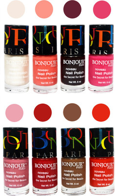 

Bonjour Paris Matte Nail Polish Combo 4-6 Multicolor,(Pack of 8)