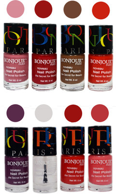 

Bonjour Paris Matte Nail Polish Combo 3-4 Multicolor,(Pack of 8)