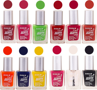 

Aroma Care Orange Nail Polish Combo 909201629 Orange, Pink, Golden, Maroon, Nude, Green, Red, Purple, Silver, Blue, Yellow, Magenta, Peach, Black(Pack of 12)