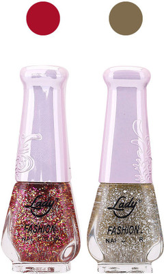 Lady Fashion Glitter Nail Polish 2909201613 Pink,Aquamarine,(Pack of 2)