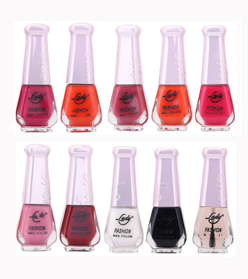 

Lady Fashion Wholesale Price Trendy Nail Polish 0303201753 Multicolor,(Pack of 10)