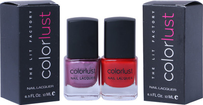 

Colorlust Nailpaint Rouge Red and Dust Pink Dust Pink, Rouge Red(Pack of 2)