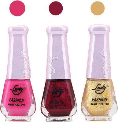 

Lady Fashion Nail Polish 091020160101 Pink,Maroon,Golden,(Pack of 3)