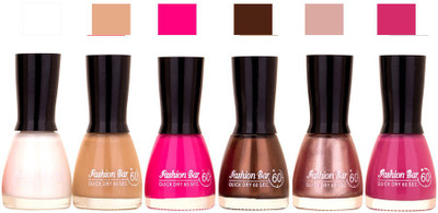 

Fashion Bar Long Stay Unique Nail Polish 205 white, face ,royal pink coco, simmery pink,purple,(Pack of 6)