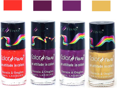 

Color Fever Golden Matte Nail Polish Combo-1022 Orange Wine Purple Golden(Pack of 4)