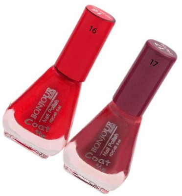 

Bonjour Paris Color Nail Polish 60 Pink, Red(Pack of 2)