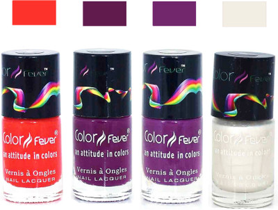

Color Fever White Matte Nail Polish Combo-1027 Orange Wine Purple White(Pack of 4)