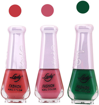 

Lady Fashion Nail Polish 2809201615 Red,Pink,Green,(Pack of 3)