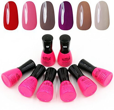 

Perfect Summer Colors+Top Coat +Base Coat Uv Gel Nail 2 Dark(Pack of 8)