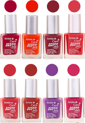 

Aroma Care Orange Matte Nail Polish Combo 01072016125 Maroon, Orange, Golden, Maroon, Green, Magenta, Light Orange, Red, Peach, Purple, Pink, Blue, Yellow, Black, Base Coat, Nude(Pack of 8)