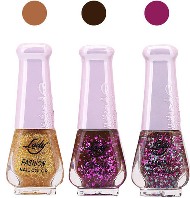 

Lady Fashion Glitter Nail Polish 04102026 Golden,Pink,Pink,(Pack of 3)