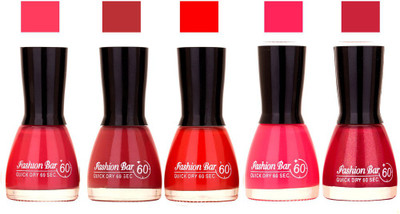 

Fashion Bar Pink,Cheery,Red,Voilet Purple,Shimmer Maznata Shades Nail Polish 145350 Pink,Cheery,Red,Voilet Purple,Shimmer Maznata(Pack of 5)