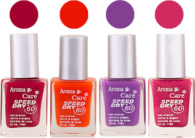 

Aroma Care Maroon Nail Polish Combo 25062016117 Maroon, Orange, Purple, Pink(Pack of 4)