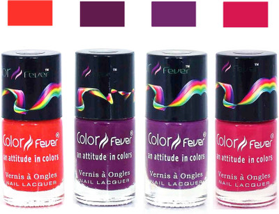 

Color Fever magenta Pink Matte Nail Polish Combo-1010 Orange Wine Purple magenta Pink(Pack of 4)